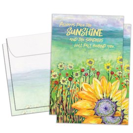 Tree-Free Greetings - Birthday Cards - Artful Designs - 2 Cards + Matching Envelopes - Made in USA - 100% Recycled Paper - 5"x7" - Delight Sunflower (GT61562)