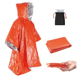 Disaster Preparedness Aluminum Poncho Storage Pouch Included, Lightweight, Easy to Use, Warm, Great for Emergencies and Outdoors, Comes with Pouch, Convenient Storage and Transportation, For Simple