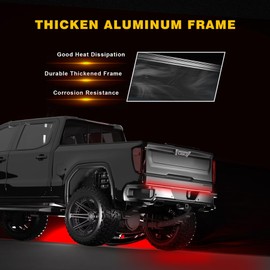 48" Tailgate Light Bar, Aluminum Frame Triple Row LED Tailgate Light Strip for Trucks with Red Running Brake Lights White Reverse Sequential Amber Turn Signal, IP68 Waterproof
