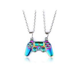 Cicod Game Controller Necklaces,Matching Necklace for Couples,Console Handle Pendant for Best Friends Valentine's Him and Her Lovers BFF Friendship Jewelry, Zinc, No Gemstone