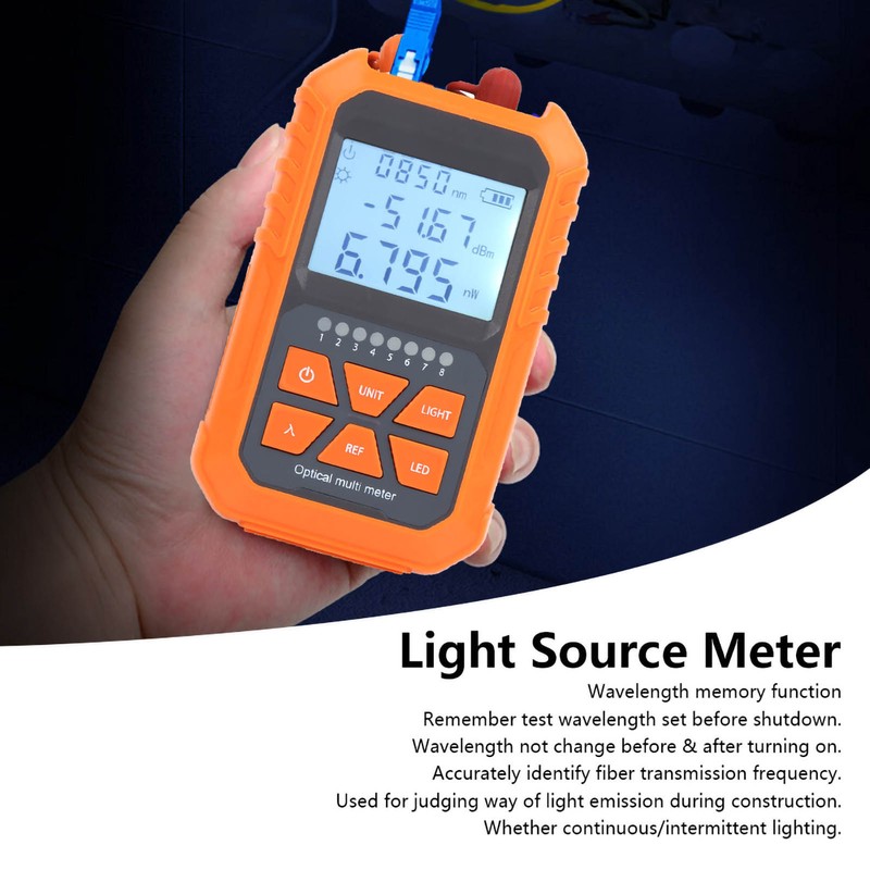 Optical Power Meter Mini Fiber Light Attenuation Tester Red‑Light All‑in‑One