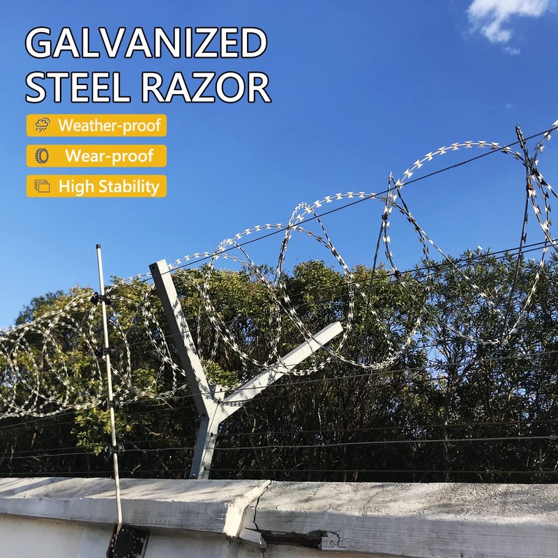 QVQE 410FT Galvanized Steel Razor Wire Ribbon Barbed Concertina, 82