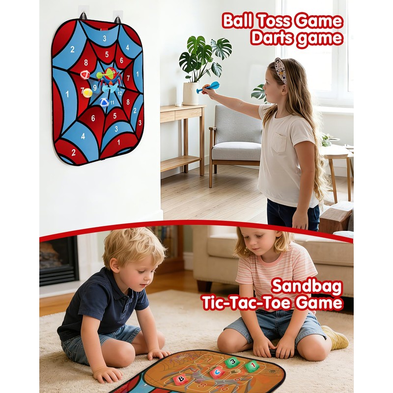 Spider Bean Bag Toss Game, 5-in-1 Cornhole Board Outdoor Toys
