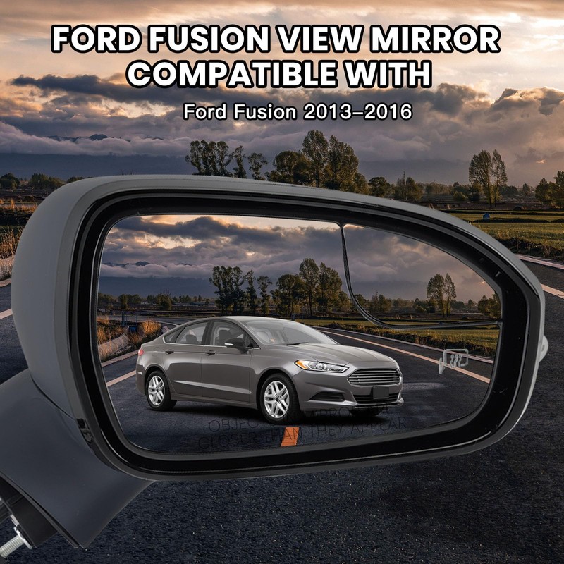 Passenger Side Mirror Compatible with Ford Fusion 2013-2016, Power, Heated,
