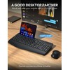 Wireless Keyboard and Mouse, Wrist Rest, Phone Holder, Batteries Included,