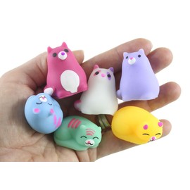Curious Minds Busy Bags Set of 12 Cat Mochi Squishy Animals - Kawaii - Cute Individually Boxed Wrapped Toys - Sensory, Stress, Fidget Party Favor Toy (Set of 12 Cats (1 Dozen))