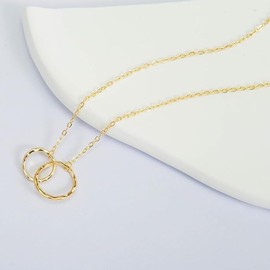 IPINK-Anniversary Necklace for Wife Husband – Two Interlocking Circles Pendant Jewelry Gift for Couples, Him Her, Wedding Anniversary Present with Gift Box