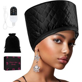 Heat Cap for Deep Conditioning,  Thermal Cap for Hair Steamer Cap for  Hair Portable Electric Heat Hair  Cap for Home Use  (Solid Black):_Pink