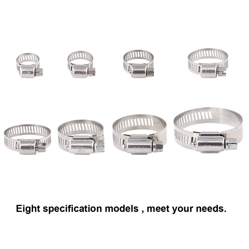 Glarks 100Pcs Adjustable 8-44mm Range 304 Stainless Steel Worm Gear
