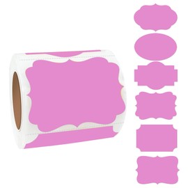 Yeachlaing Pink Labels Stickers, 250 PCS 3" x 2" Fancy Shape Stickers Labels for Storage Box or Food Jars Holiday Present Stickers Christmas Gift Tags Stickers