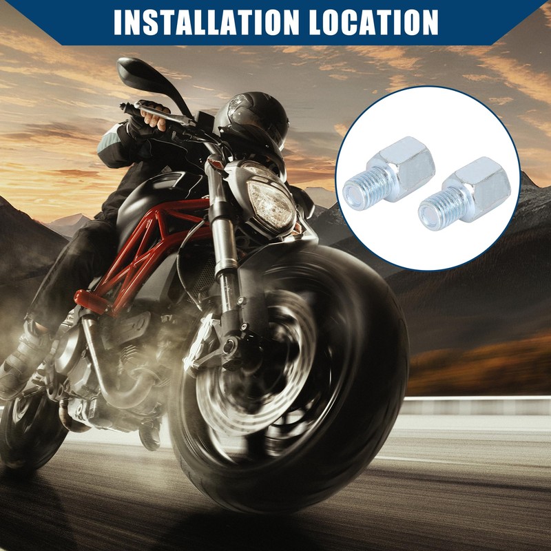 Hihaha 8mm LH to 10mm LH Rearview Mirrors Adapter for