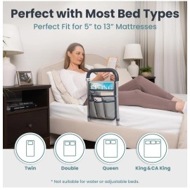 Bed Rail Safety Bed Assist Rail for Adults Elderly w/Storage Pocket Fixing Strap
