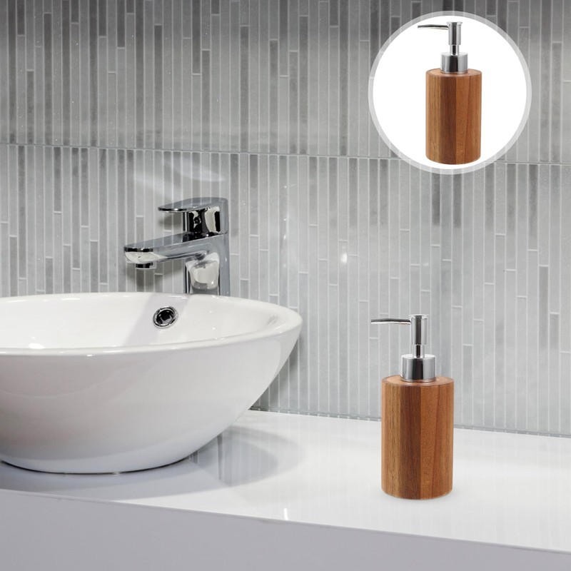 Beavorty Wooden Liquid Soap Dispenser Lotion Pump Dispenser Shampoo Shower