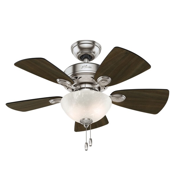 Hunter Fan Company, 52092, 34 inch Watson Brushed Nickel Ceiling Fan with LED Light Kit and Pull Chain