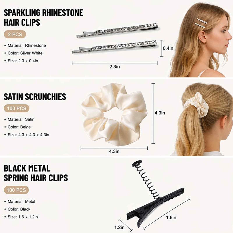 Hair Accessories Set - Hair Clip - Bun Scrunchie -
