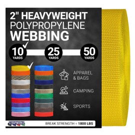 Strapworks Heavyweight Polypropylene Webbing - Heavy Duty Poly Strapping for Outdoor DIY Gear Repair, 2 Inch x 10 Yards - Yellow