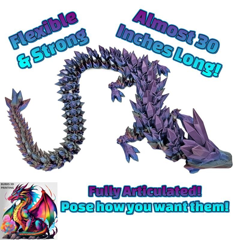 XXL Rainbow Crystal Dragon with Matching Egg, Articulating Desk Fidget,