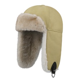 Clakllie Winter Warm Aviator Hat Aviator Hat with Faux Leather Earmuffs Russian Hat with Ear Flaps Windproof Soft Faux Fur Hat Bomber Hats Trapper Hat Snow Caps, DPL9-Yellow, Unit size