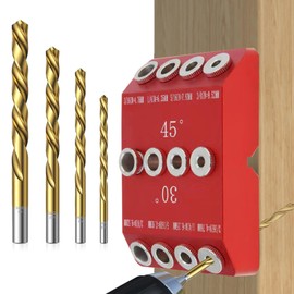 Infreecs 30 45 90 Degree Angle Drilling Aid for Angled and Straight Hole, 30°/45°/90° Angle Drill Hole Guide Guide Vertical Dowel Aid with 4 Sizes, Angle Drilling Guide, Wood Dowel Drilling Template