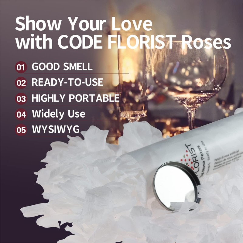CODE FLORIST 1500 PCS White Silk Rose Petals for Valentine's