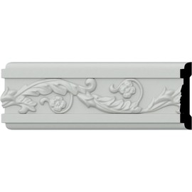 Ekena Millwork 3 3/8"H x 3/4"P x 94 1/2"L, (8" Repeat), Medway Running Floral Chair Rail