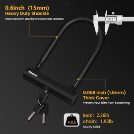 NDakter Motorcycle Locks Anti Theft, Heavy Duty Bike U Lock with 4FT Chain and Bracket,15mm Shackle Electric Bicycle Lock for Scooter, 3 Keys Motorcycle Wheel Lock for Ebike, Moped, Tricycle