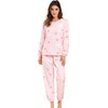 Allegra K Women's Long Sleeve Flannel Pattern Sleepwear Pyjamas, Pink