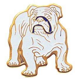 SHOP AWARDS AND GIFTS Bulldog Mascot Metal Enamel Lapel Pin, School Sports Team, Varsity Letterman Jacket Pins, Bulk Pack of 12, Poly Bagged, 7/8 Inch