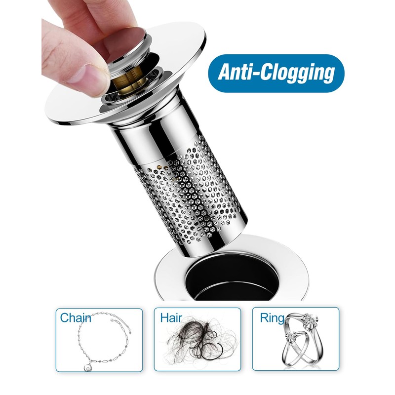 Bathroom Sink Drain Strainer,Pop-up Sink Drain Strainer for U.S. Standard