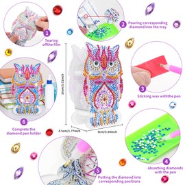 Kkluno Gift Girls 5 6 7 8 9 Years, Craft Set Diamond Painting for Girls 6-12 Years, Pen Holder Craft Creative Gifts for Children Christmas Gifts for Girls 6-12 Years