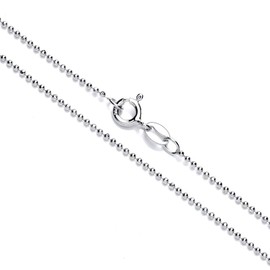 SA Chains 1mm Sterling Silver 925 Italian Diamond Cut Ball Bead Link Chain Necklace Chocker Bracelet Anklet with Spring Ring Clasp - inch 36"/90cm