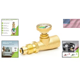 Unbranded GasStop - Propane Gas Bottle Gauge with Emergency Shut-Off - Colour Coded Pressu