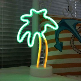 Fantasee Kokospalme Leuchtreklame, Dekorative LED Neon Nachtlicht Batteriebetrieb für Home Party Decor Kinder Spielzeug Geburtstagsgeschenk