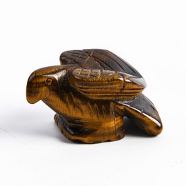 YGLINE Natural Tiger Eye Crystal Birds Fengshui Gemstone Figurines for Home Decoration(Eagle-Tiger Eye)