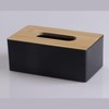 Tissue Box with Bamboo Wood Lid, Rectangular Tissue Dispenser Box,