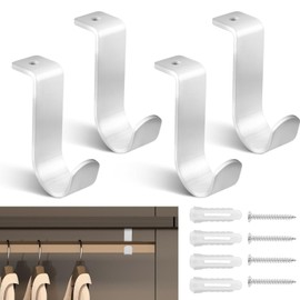 4 Pcs Closet Rod Brackets with Screws, Closet Rod Center Support Closet Rod Hangers Closet Shelf Rod Holder Heavy Duty Metal Bracket Wall Mount Closet Rod for Living Room Bedroom Office(1.38 Inch)