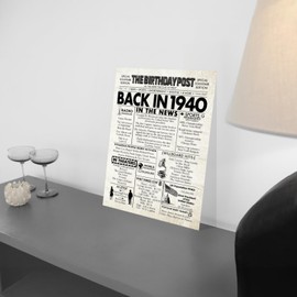 85th Birthday Poster Unframed - Back In 1940 Newspaper - Happy 85th Birthday Gifts for Men Women Vintage Retro Born In 1940, 8x10 Inch Eighty-Five Eighty-Fifth Bday Party Decor Decoration