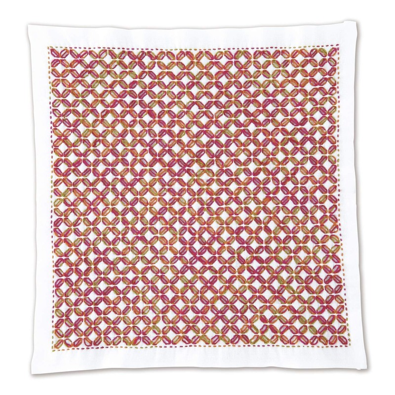 Olympus Thread Hitomezashi Sashiko Hana Fukin Kaku-Shippou Printed Fabric Embroidery