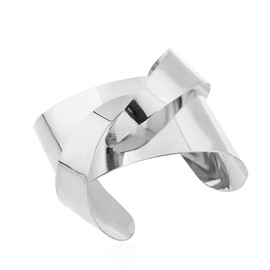 COLORFUL BLING Adjustable Irregular Hollow Out Open Wide Bangle for Women Simple Punk Smooth Chunky Statement Open Bangles Bracelet Wrist Jewelry-silver irregular