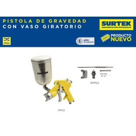Surtek PPG3 Pistola para pintar terminados, capacidad 400 ml, 72 PSI