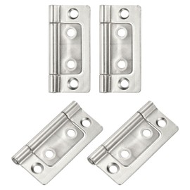sourcing map 4Pcs 2x1 Inch Door Hinges Non-Mortise No Noise Bifold Door Hinges Plating for Cabinet Furniture Window Wardrobe, Pure White
