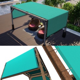 ColourTree 10' W x 12' L Turquoise Pergola Sun Shade Canopy Replacement Cover UPF50, Commercial Grade 260 GSM Cloth for Outdoor Patio, Includes Stainless Steel Weighted Rods (We Make Custom Size)