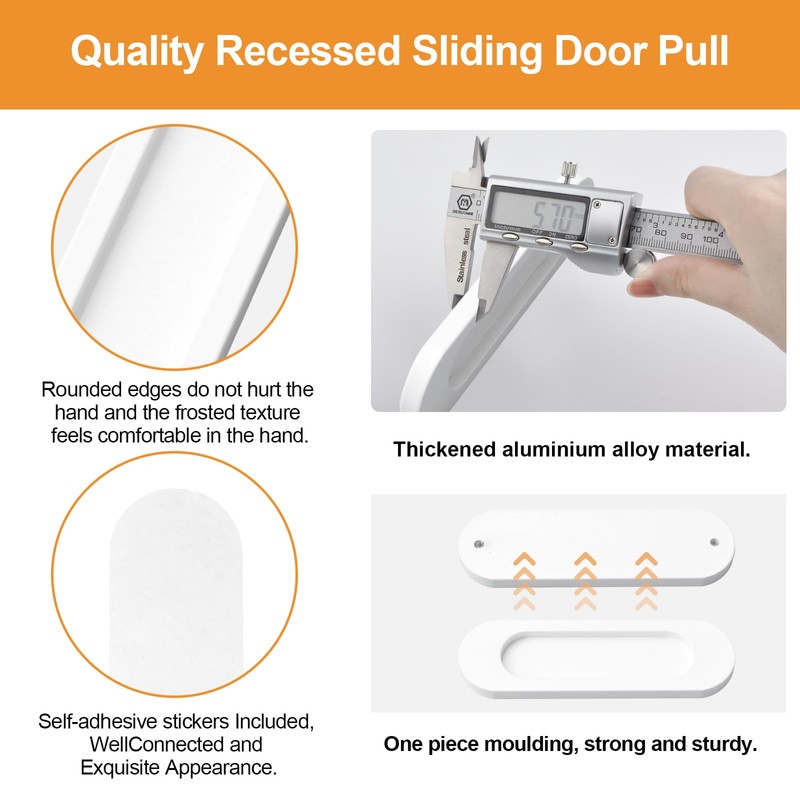 MOROBOR Self-Stick Oval Sliding Door Pulls, 2pcs Aluminum Alloy Hidden