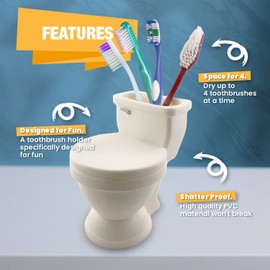 Kwirkworks Silly Toilet-Shaped Toothbrush Holder – Fun Bathroom Organizer for Kids, Holds 4 Toothbrushes, Hilarious and Functional