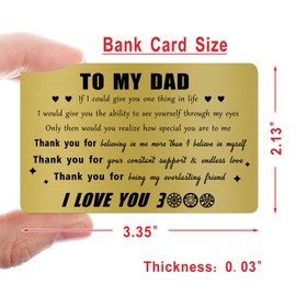 Jzwan Dad Gifts, Brass Dad Card from Daughter, Appreciate Dad Valentines Day Dad Wallet Card