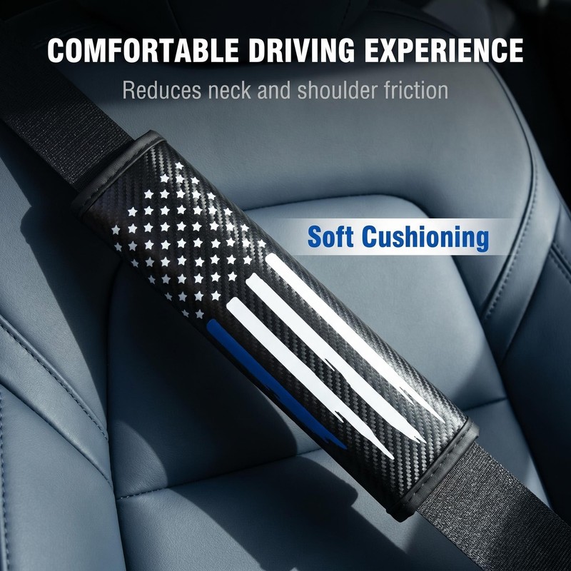 Prestrix Thin Blue Line Seat Belt Strap Cover Pad, Shoulder