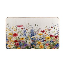 RYKEEN Spring Floral Decor Entrance Door Mat，17 x 30 Inch Cute Summer Flower Home Decoration Non-Slip Door Mat for Front Door Entance Outside Indoor Door Matst (Pink)