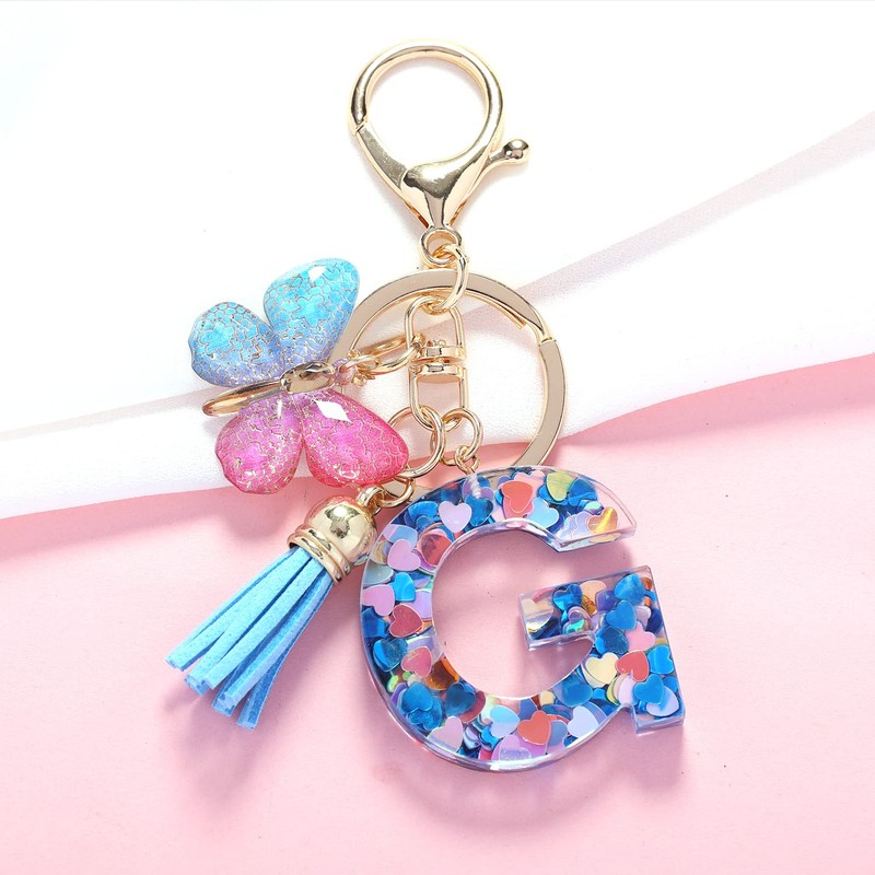 OKAICEN - Llavero con letra inicial del alfabeto con borla