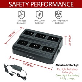 BAOFENG UV-5R Six Way Charger Multi Unit Charger Station for Baofeng UV-5R BF-F8HP UV-5R+ UV-5RE UV-5RTP UV-5X3 RT-5R RT-5RV MK4 Two Way Radio and Battery Accessories