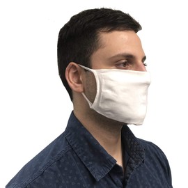 PCP Knit Face Mask Covering, Made in USA, One Piece Woven Fabric, Adult Size, Machine Wash Reusable, Single Mask, White